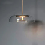 luminaire suspendu led moderne transparent doré bronze gris blanc minimaliste chambre salon
