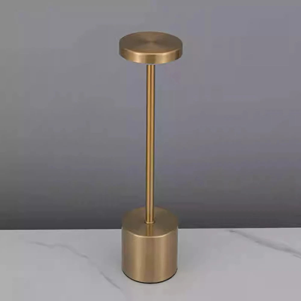 lampe table moderne dorée rechargeable flux lumineux réglable interrupteur tactile contemporain base fer
