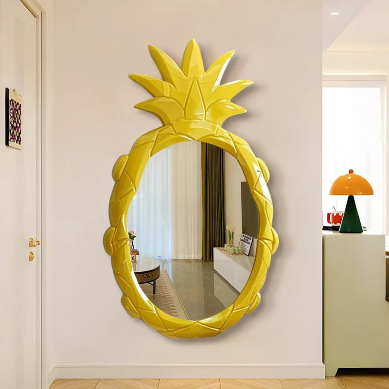 miroir moderne jaune pinapple texture originale mural led lumière maison