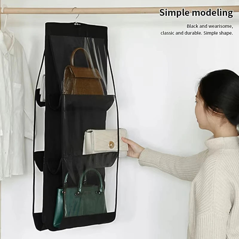 sac rangement noir transparent tissu oxford réutilisable crochet 360° classique durable multiple utilisation