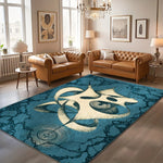 tapis moderne polypropylène polyester abstrait bleu noir blanc durable résistant extérieur prière