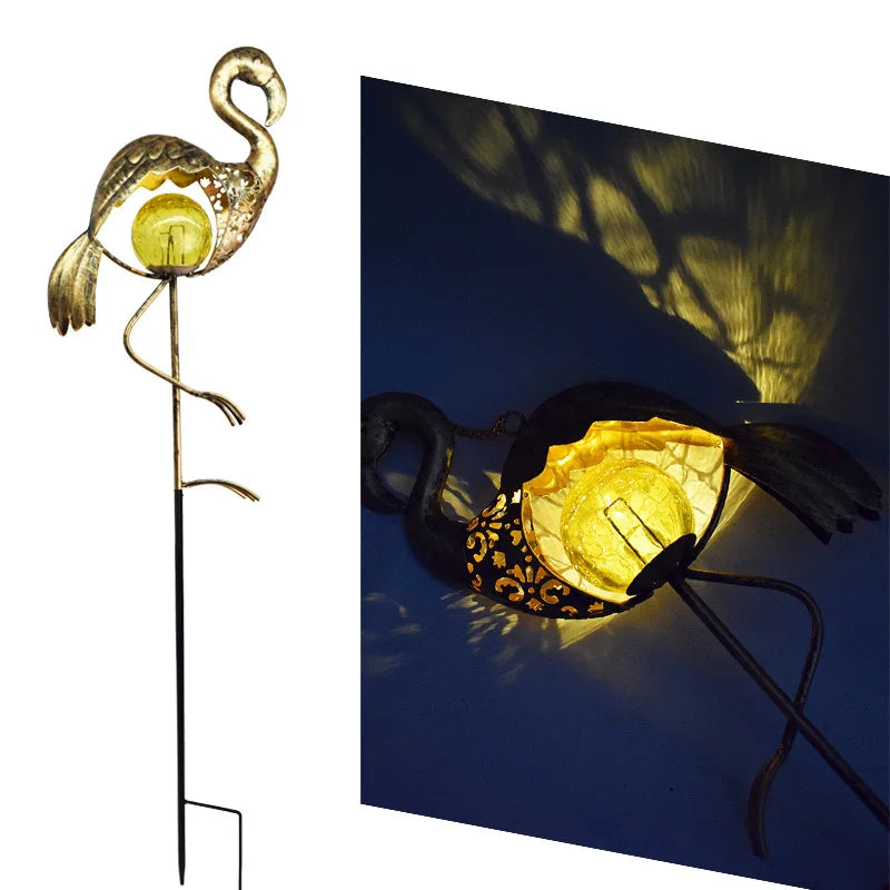 lumière solaire or artisanale étoiles motifs floraux oiseau jardin décoration extérieure