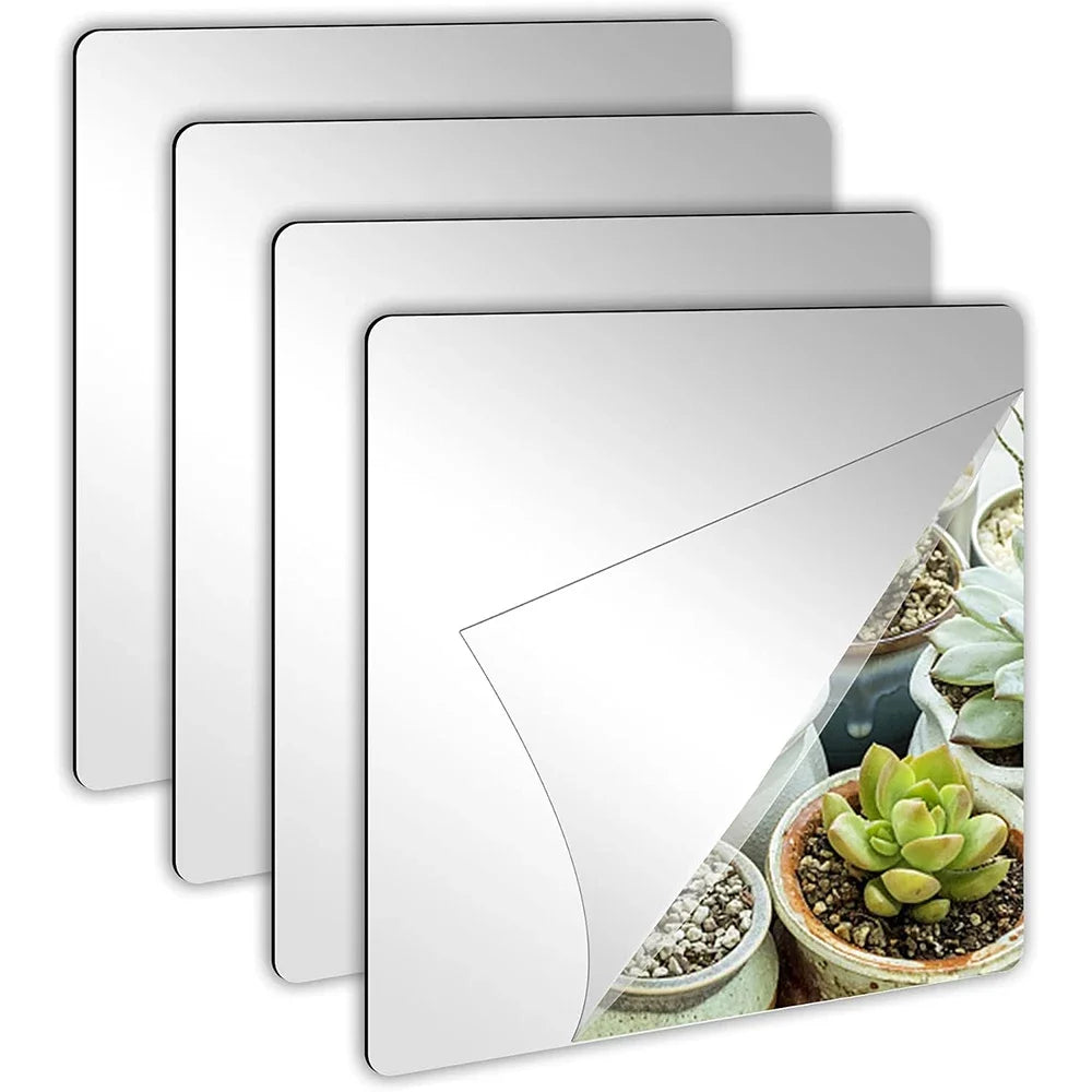miroir adhésif moderne carré blanc 3d acrylique décoration mur papier adhésif guide