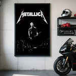affiche autocollante metallica logo rock graphique cadre noir rouge blanc chambre
