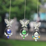 décoration fenêtre pendentif papillon métal cristal vintage anneau circulaire goutte ornement chambre jardin