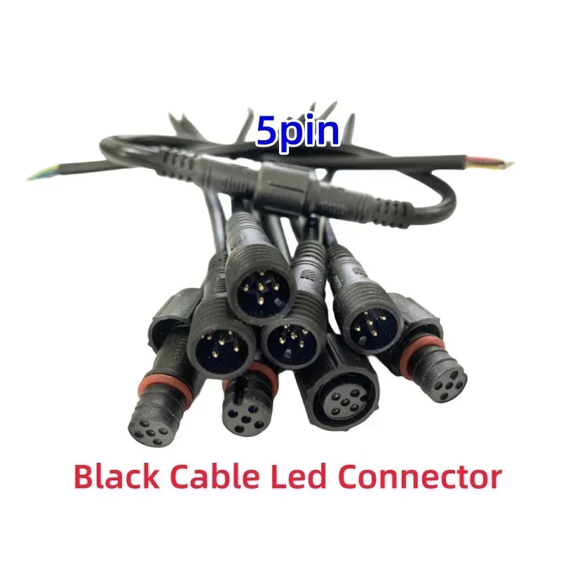 connecteurs électriques noirs 2pin 3pin 4pin 5pin bandes lumineuses led fil câble étanche