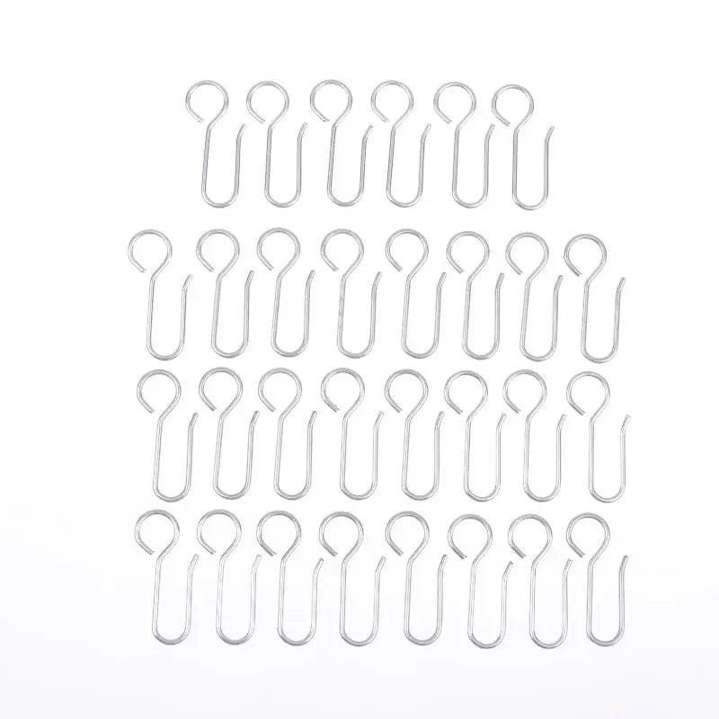 crochets argentés modernes lisses opaques 30 pièces rideaux douche fixations porte rideaux