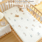 drap housse bébé imprimé animaux gris blanc moderne 90x50 120x60 130x70 polyester coton