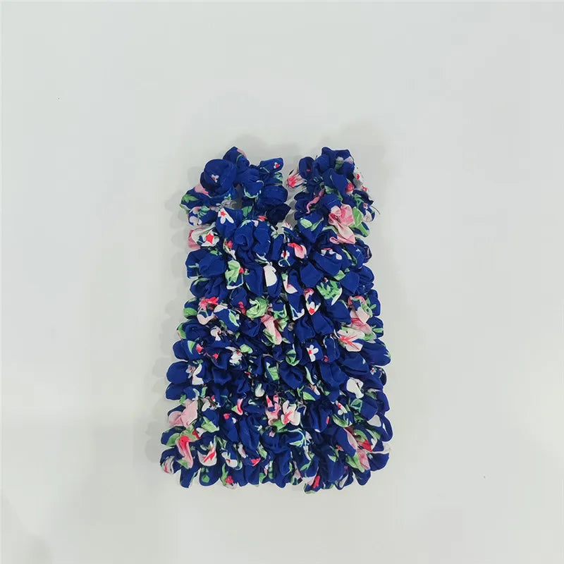 sac main pliable polyester motif fleurs boho chic noir bleu blanc rouge vert orange