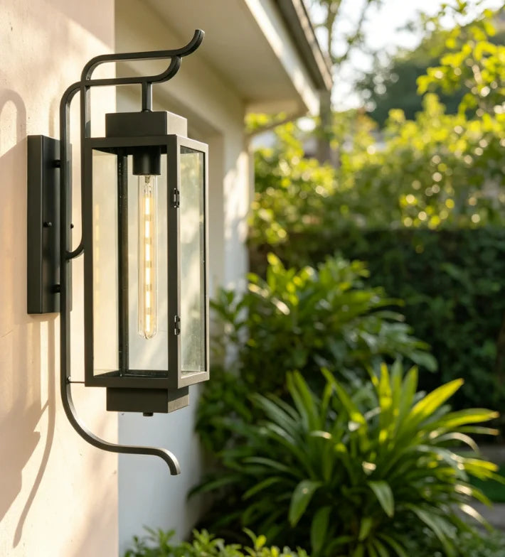 lampe murale classique transparente noir ip55 fer éclairage maison e27