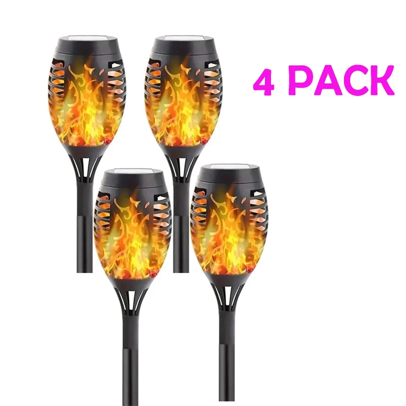 lanterne solaire 12 led flamme noire moderne décoration extérieure jardin patio fixée piquet motifs