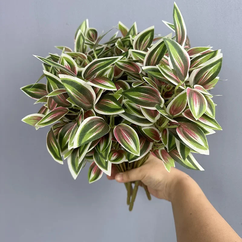 plantes artificielles feuilles vertes tiges blanches moderne minimaliste extérieur décoration