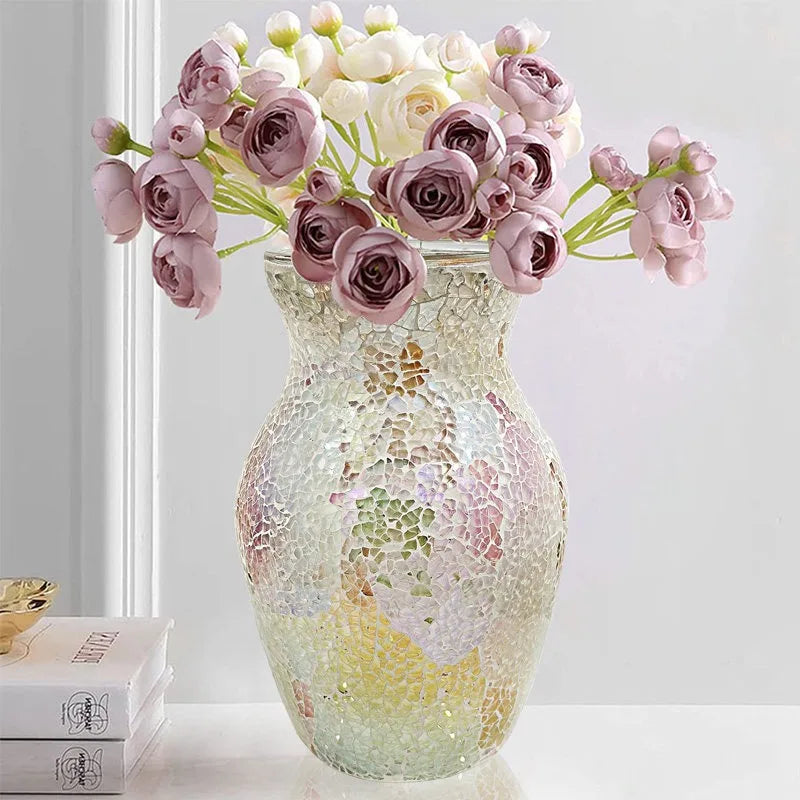 vase décoration intérieure moderne mosaïque multicolore doré argenté table chambre entree