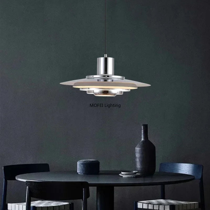 suspension lumineuse argentée moderne nervures câble suspendu chambre salon led minimaliste