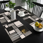 tapis table moderne carreaux géométriques noir gris lin adhésif 30x40cm set festifs