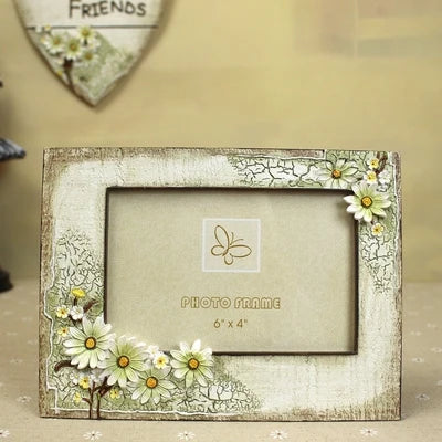 cadre photo vintage floral beige clair fleurs jaunes romantique differentes tailles adhésif