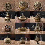 censer artisanal bronze ornementé motifs géométriques vintage floral deco maison