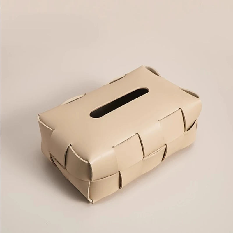 boîte rangement tressée osier clés cosmétiques entrée maison moderne beige
