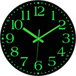 horloge murale moderne aiguille noir vert luminescent points decoration mdf chambre coucher