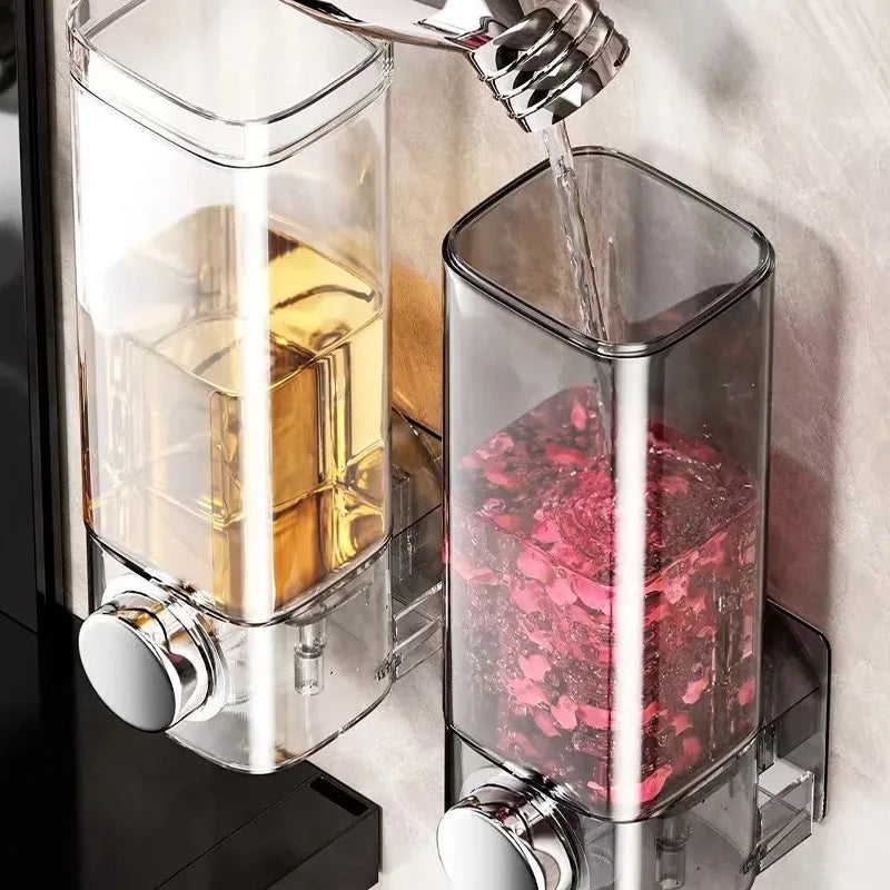 distributeur savon liquide adhésif transparent moderne grey press pump hand soap shower gel body