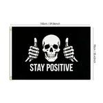 drapeau noir blanc crâne stay positive dorés moderne floral jardin decoration polyester