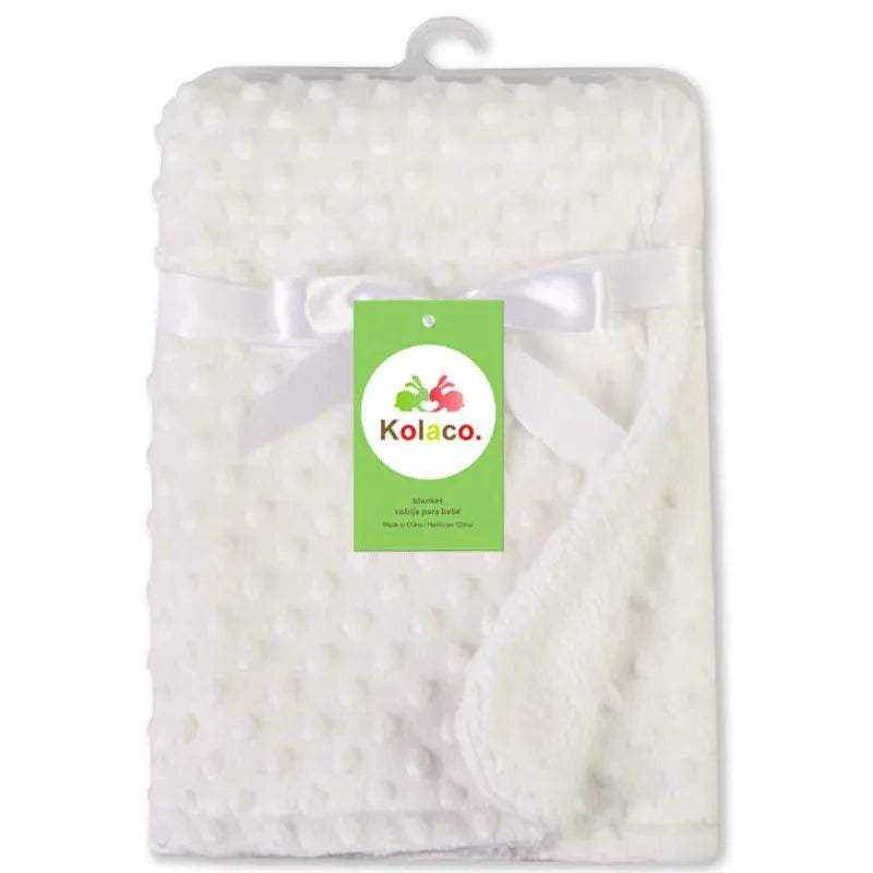 couverture bébé bleu clair motif points polaire douce hiver été maternité unisexe coton solide