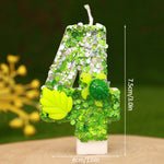 bougies numériques forme chiffres anniversaire verte blanche jaune feuilles