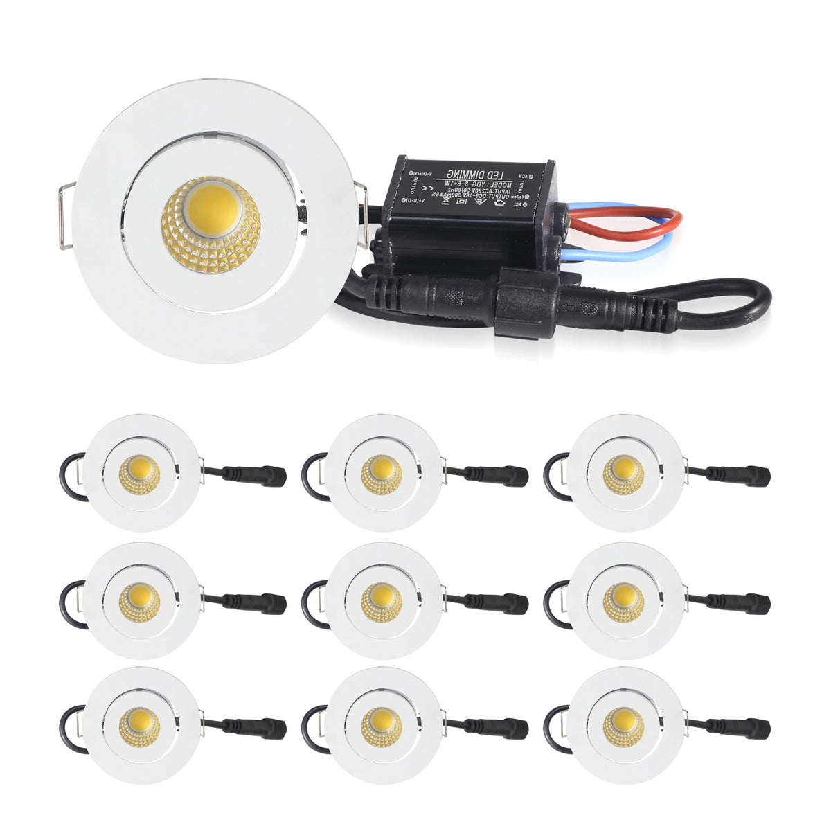 projecteur led spot argent noir ip65 dimmable 3w moderne fixe adaptateur connecteur interrupteur