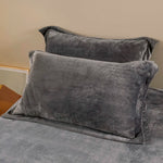 taies d'oreiller velours gris moderne 300 fils qualité supérieure opaques maison hiver