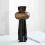 vase transparent moderne vert rose noir fleurs artificielles grande taille