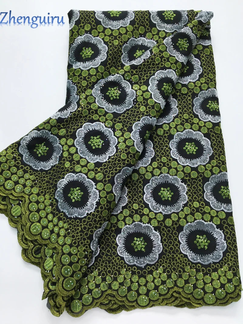 tissu dentelle brodée fleurs concentriques vert olive rose noir opacité occasionnelle africaine