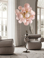 Suspension lumineuse moderne verre boules sphériques translucides vert roseclair unique chambre salon