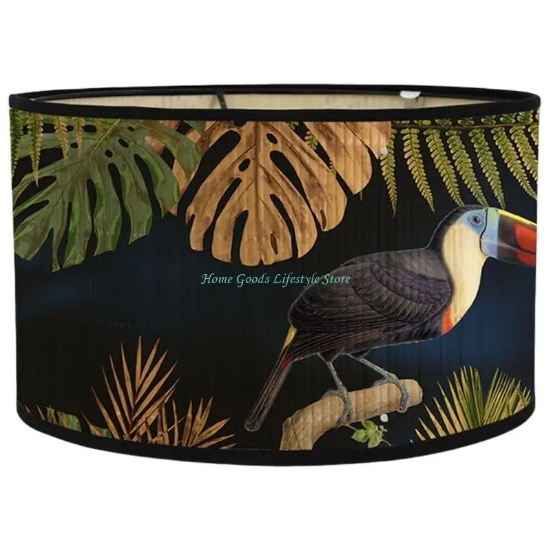 lampe table vintage oiseaux exotiques noir vert beige blanc bleu naturelle métal bois