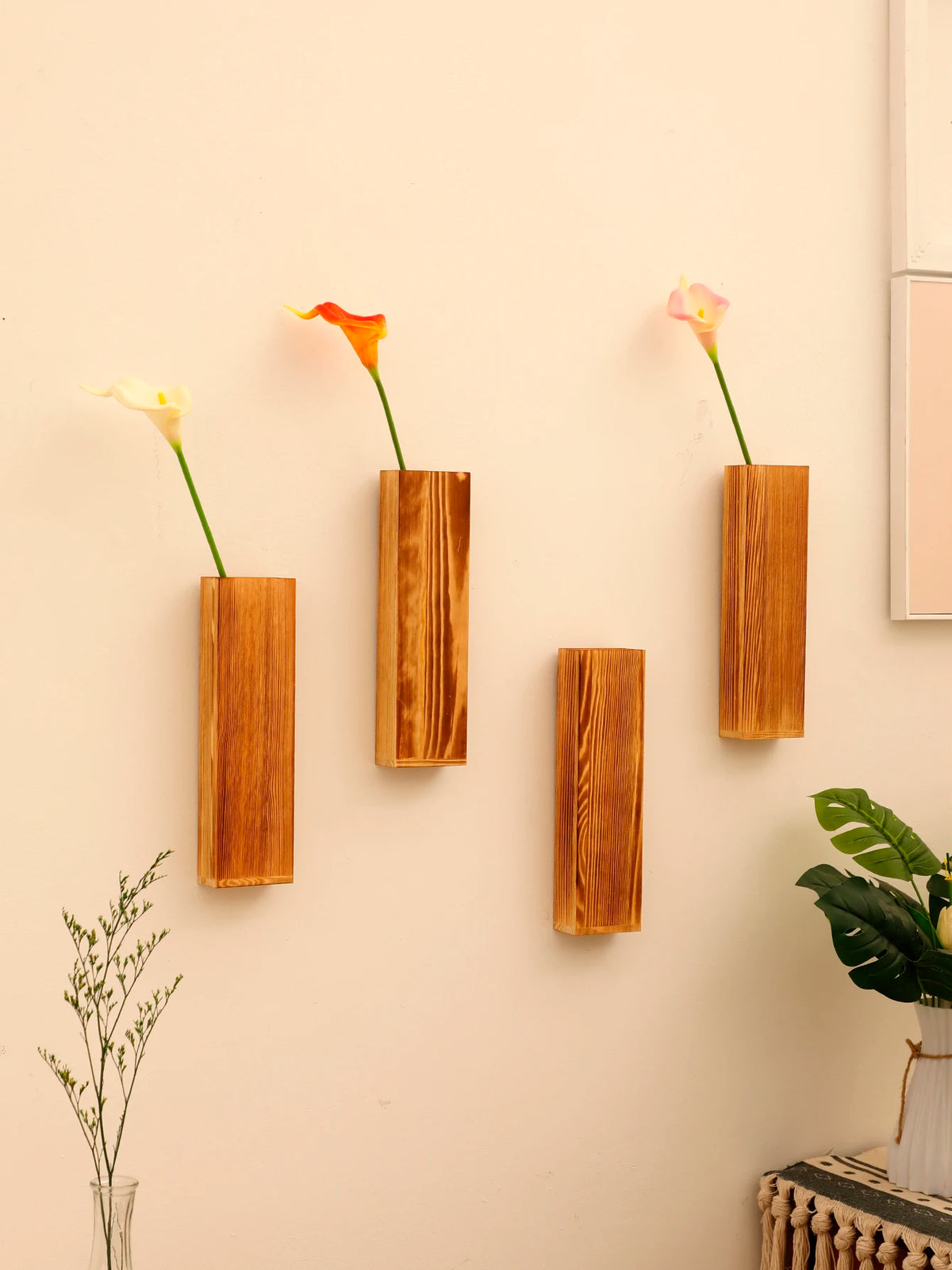 vases muraux bois grain moderne décoration murale art wall hanging