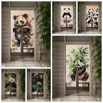 Panneau japonais rideau de porte en lin motif bambou jaune
