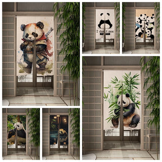 Panneau japonais rideau de porte en lin avec motif bambou - Décoration zen pour cuisine