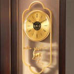 horloge murale moderne ornementée cerf fleurs prunier cadran transparent asiatique décoration