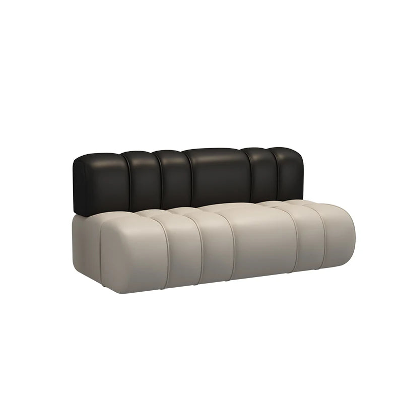 canapé d'angle moderne marron clair cuir tabourets salon minimaliste 1.2m 1.4m 1.6m
