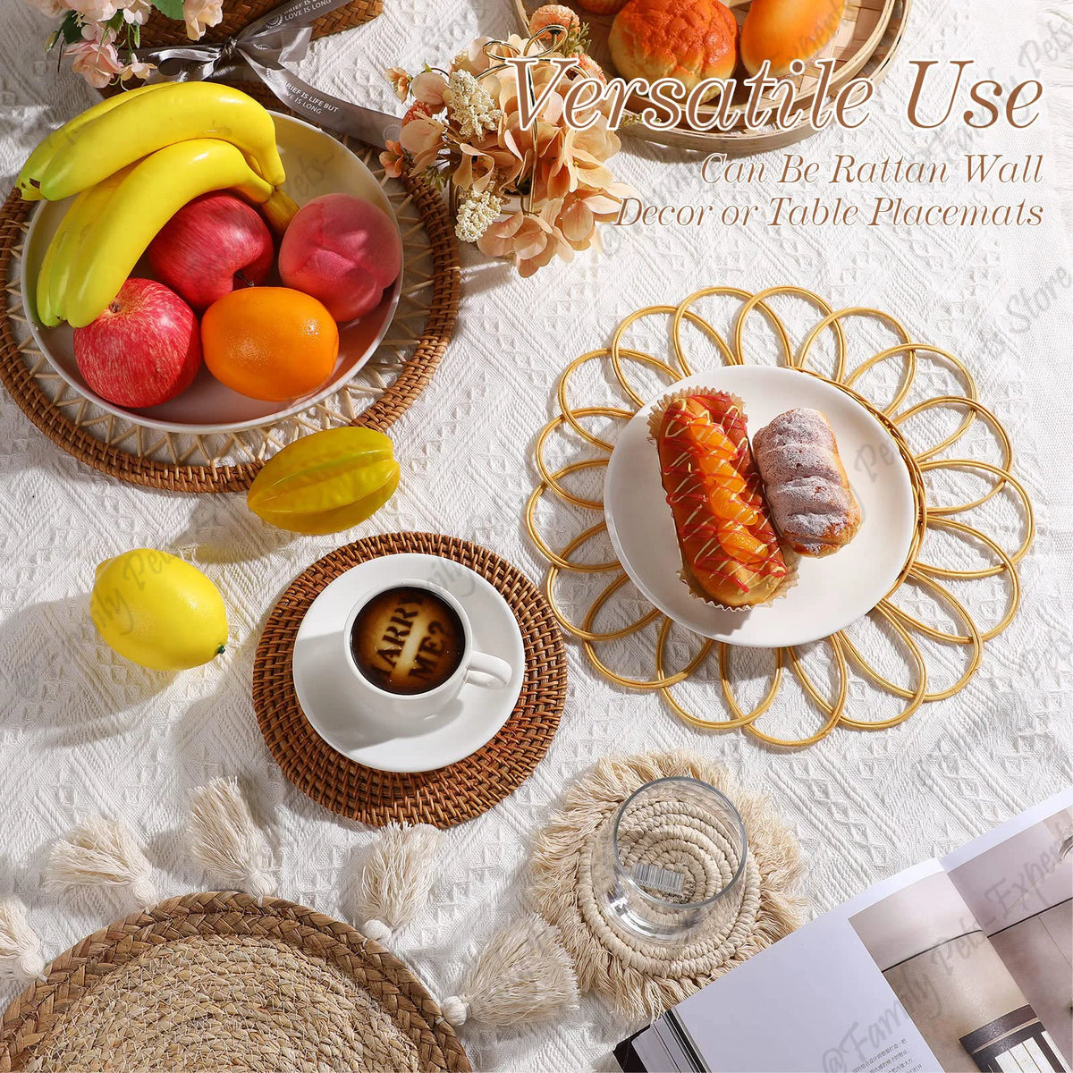 Vue rapprochée montrant les matériaux naturels rotin et coton