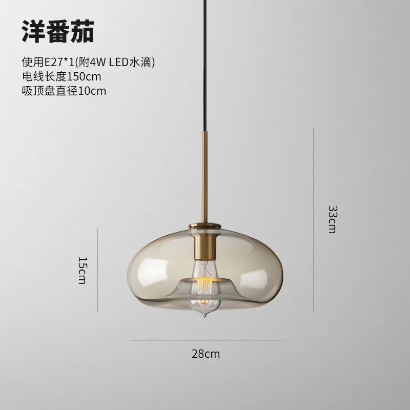 suspension lumineuse moderne minimaliste transparent beige ampoule e27 câble noir 150cm 10cm diamètre flux