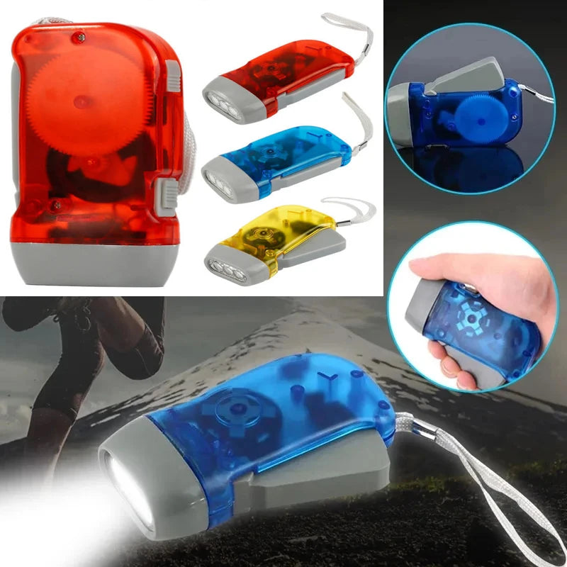 lampe dynamo rechargeable led rouge bleu jaune transparent utilitaire campingextérieur