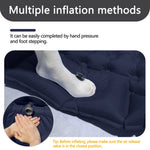 matelas gonflable bleu marine confortable texture boutons sac rangement camping plein air