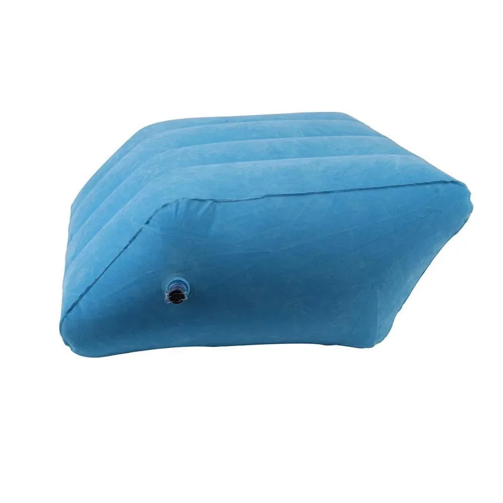 coussin gonflable velours bleu rose confortable massage jambes support ventilation aiguille fixation