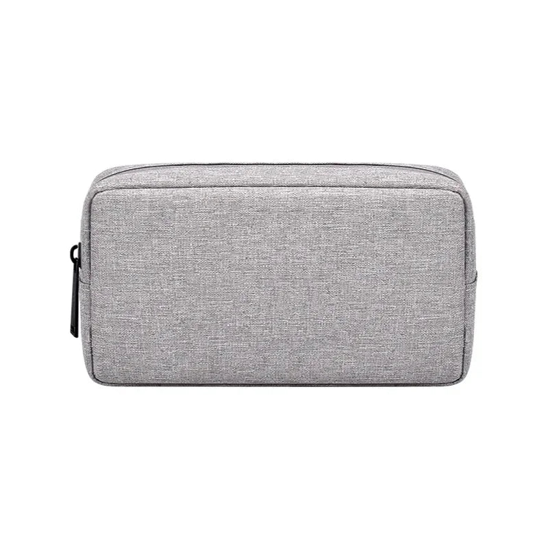 Sac main moderne toile gris clair zip compartiments internes taille 16 23 cm