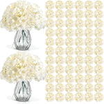 décoration intérieure moderne bouquet artificiels hortensias blanc soie 50 tiges vase translucide
