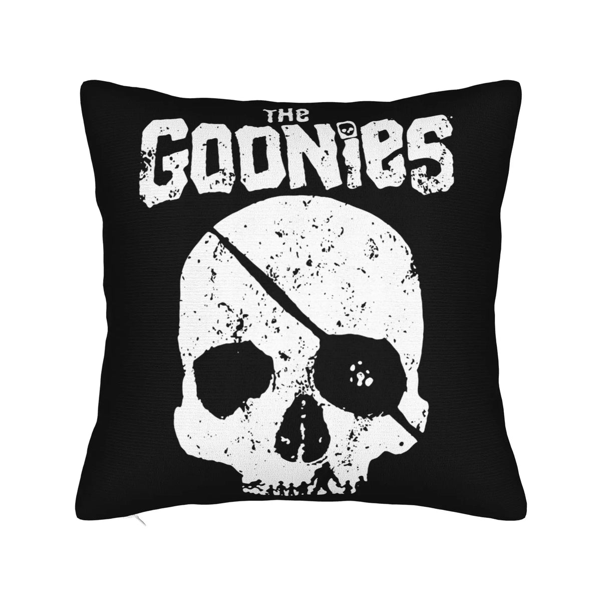 taie d'oreiller crâne goonies sabres vintage noir zip invisible 18x18in polyester lit