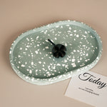 moule silicone assiettes ovales bleu beige vert violet rose texture granulée moderne minimaliste
