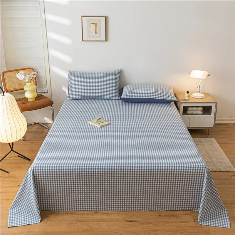drap lit carreaux blancs rose clair vert clair coton polyester classique lit oreillers tapis