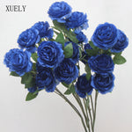 décoration événement artificielle fleurs bleu royal soie feuilles bouquets hybride ornement festifsintérieur