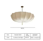 Suspension lumineuse moderne plissée beige clair lumière froide neutre chaude salon chambrehôtel